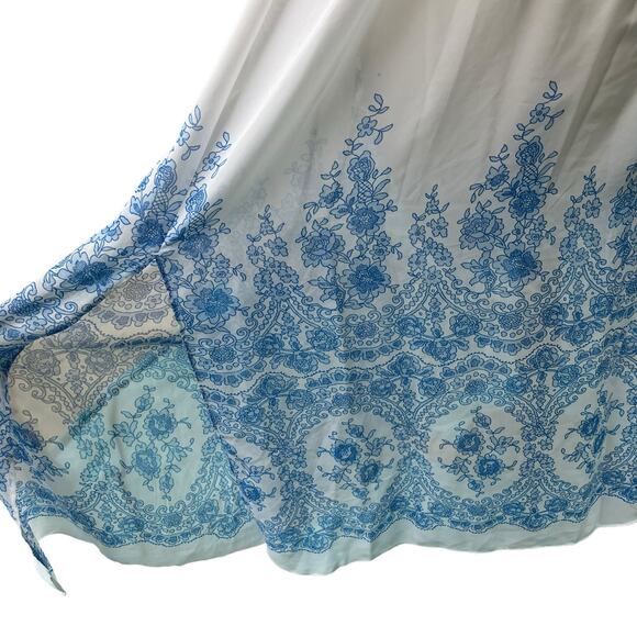 In Bloom by Jonquil Nightgown Chemise Sz M Sheer Blue Floral Boudoir Coquette - Picture 8 of 12